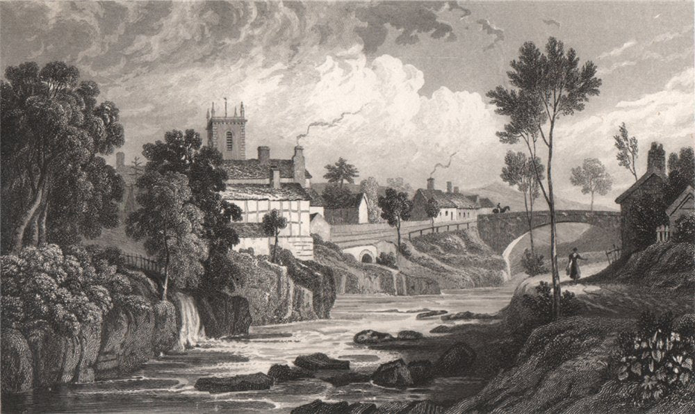 Berriew, Montgomeryshire, Wales, by Henry Gastineau 1835 old antique print